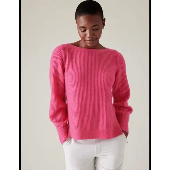 Athleta Layover Pullover Sweater in Tulip pink Size Small - Picture 2 of 7